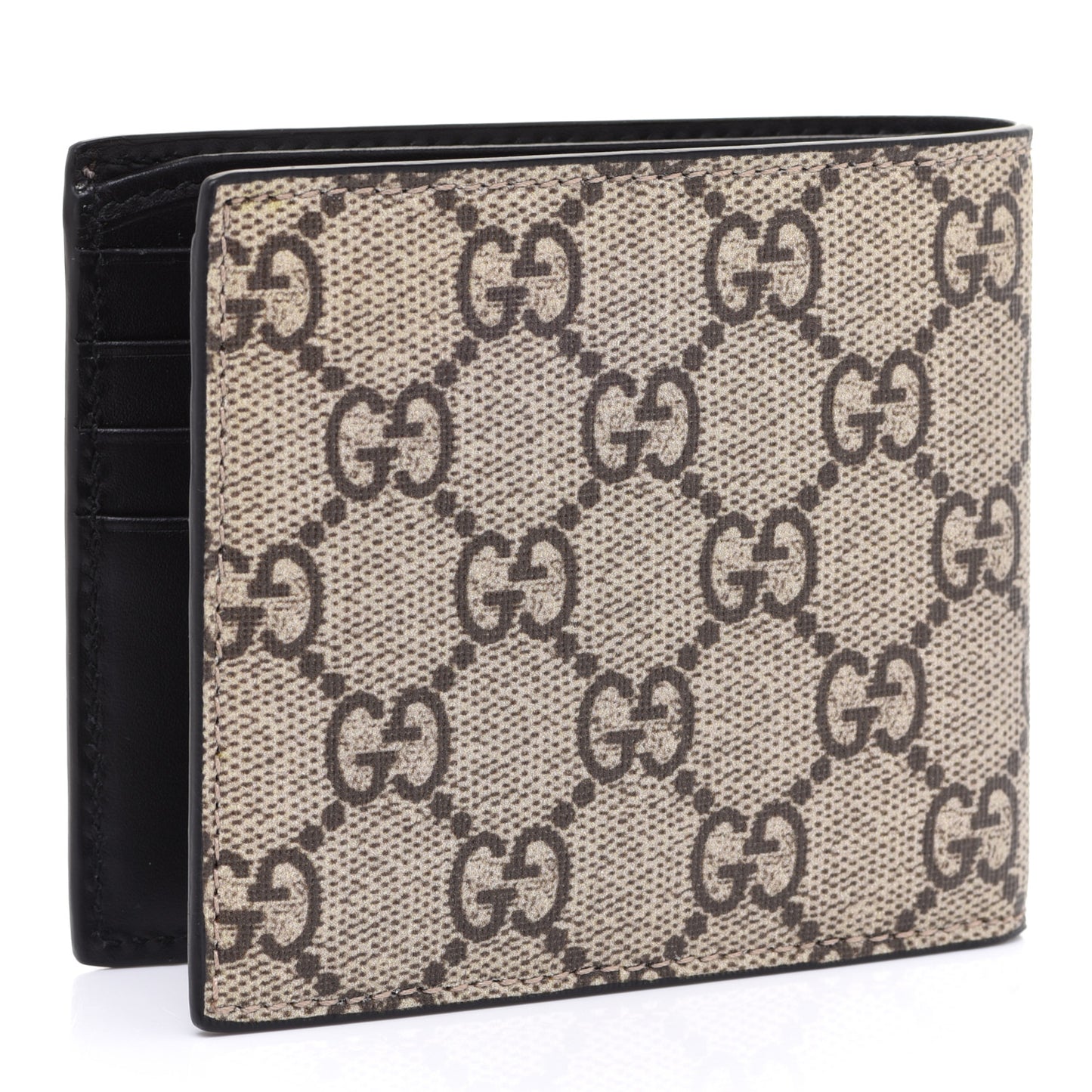 GG Supreme Monogram Selleria Calfskin Tiger Nice Bi-Fold Wallet Beige Ebony Multicolor Black