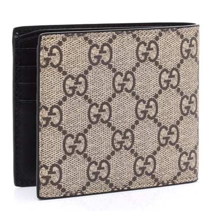 Gucci GG Supreme Monogram Selleria Calfskin Tiger Nice Bi-Fold Wallet Beige Ebony Multicolor Black 3 of 8