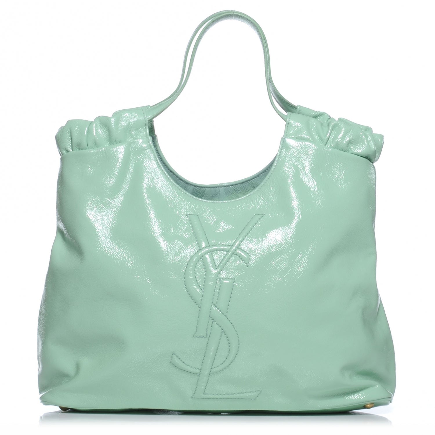 Saint Laurent Patent Belle de Jour Cabas Tote Mint Green 1 of 7