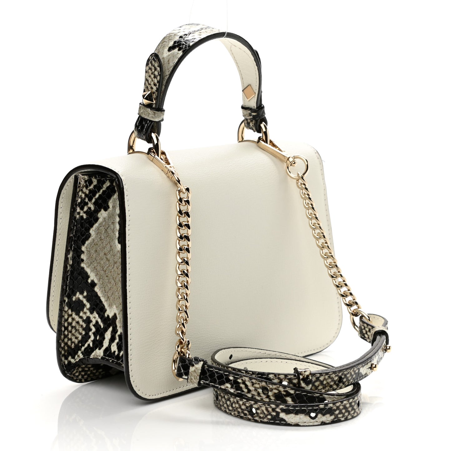 Calfskin Snakeskin Embossed Bag White