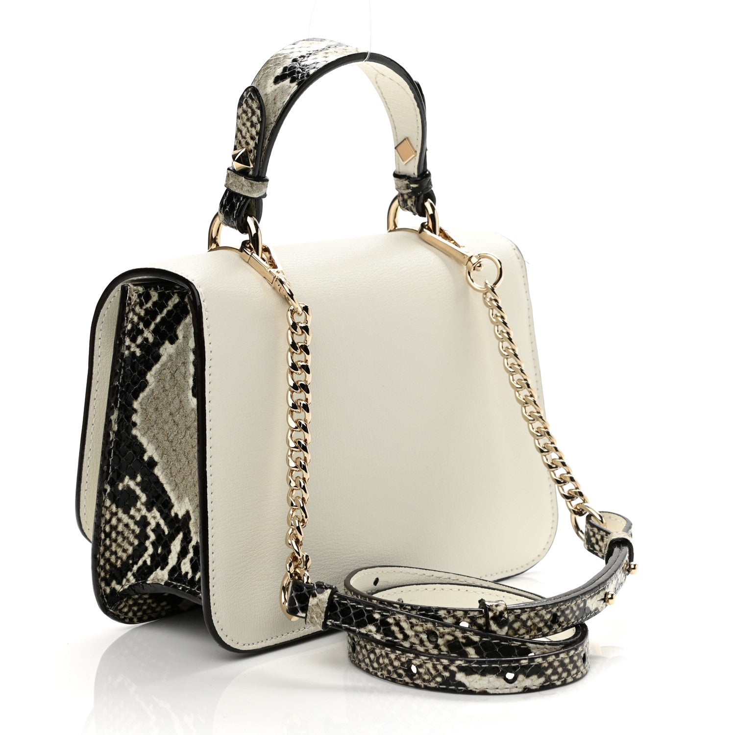 Jimmy Choo Calfskin Snakeskin Embossed Bag White 3 of 10
