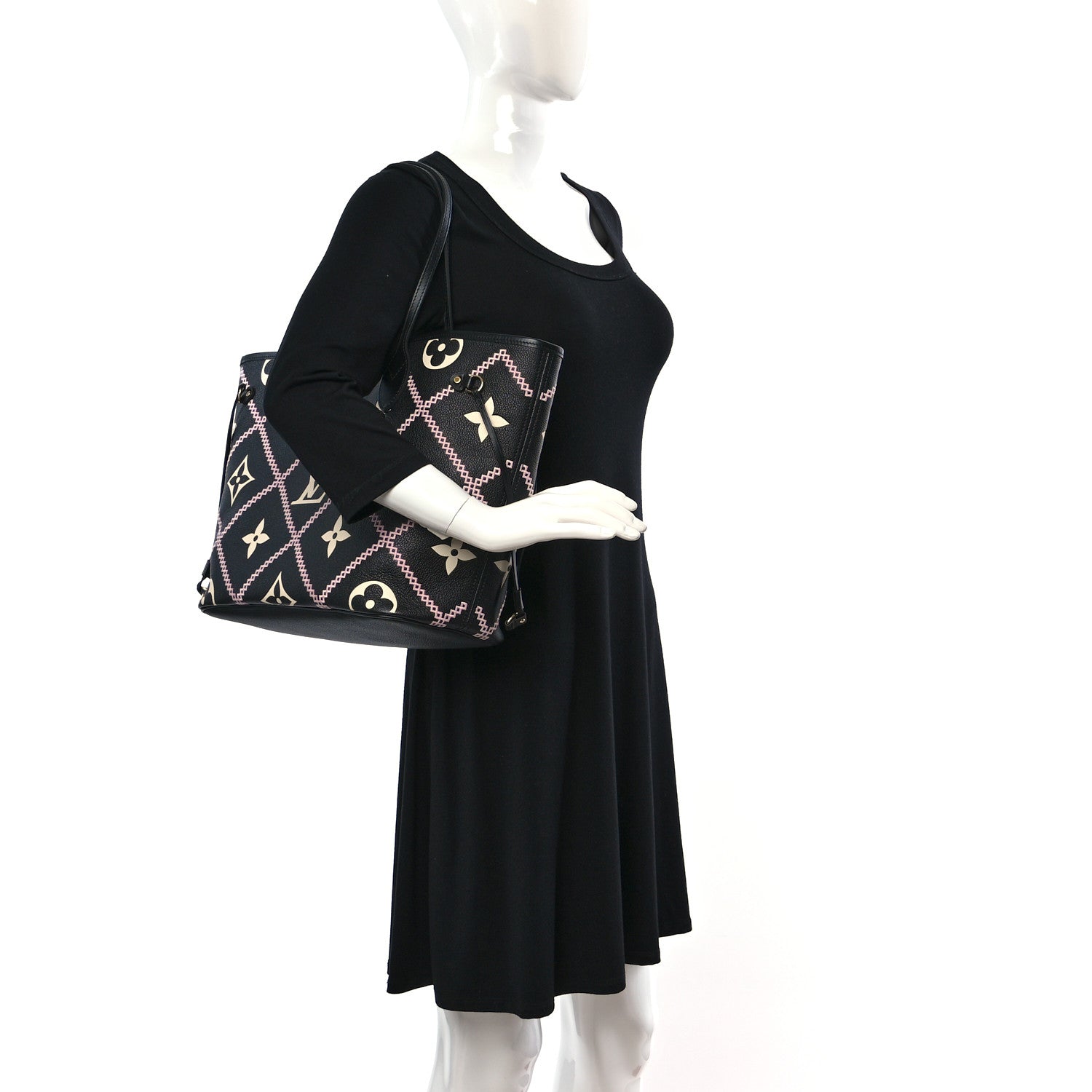 Louis Vuitton Empreinte Monogram Giant Broderies Neverfull MM Black 2 of 9