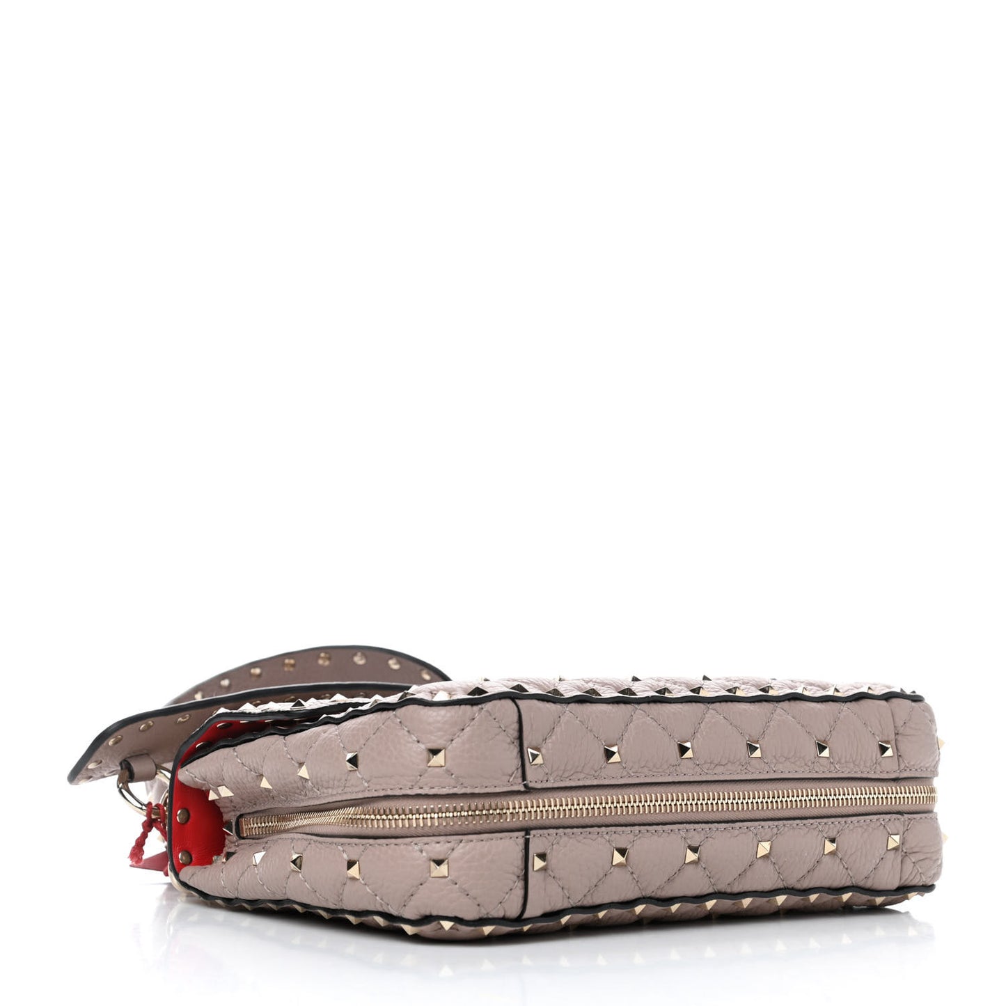 Grained Calfskin Medium Rockstud Spike Up Shoulder Bag Poudre