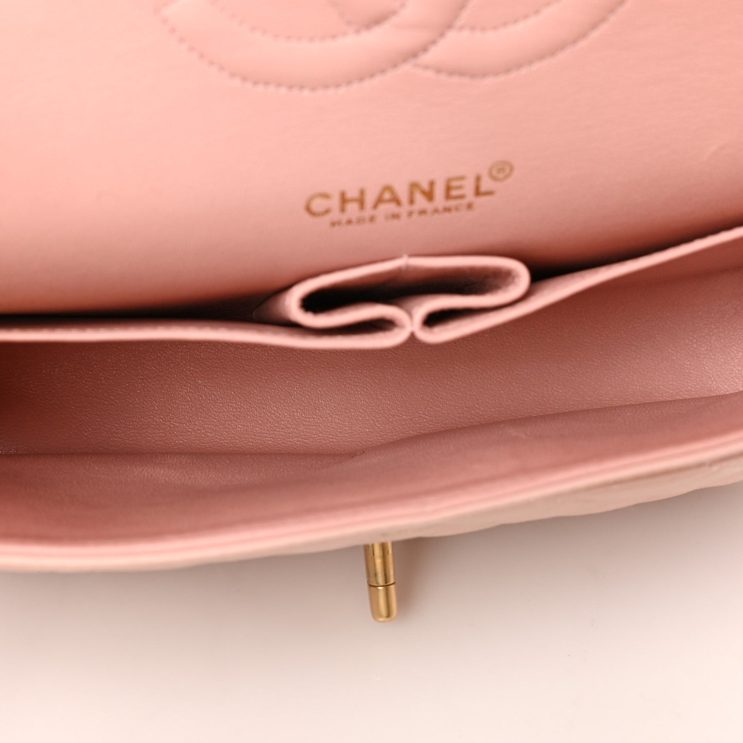 Lambskin Quilted Medium Double Flap Light Pink
