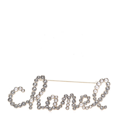 Chanel Metal Glass Swirling Pearls Brooch Pin Gold 1 of 4