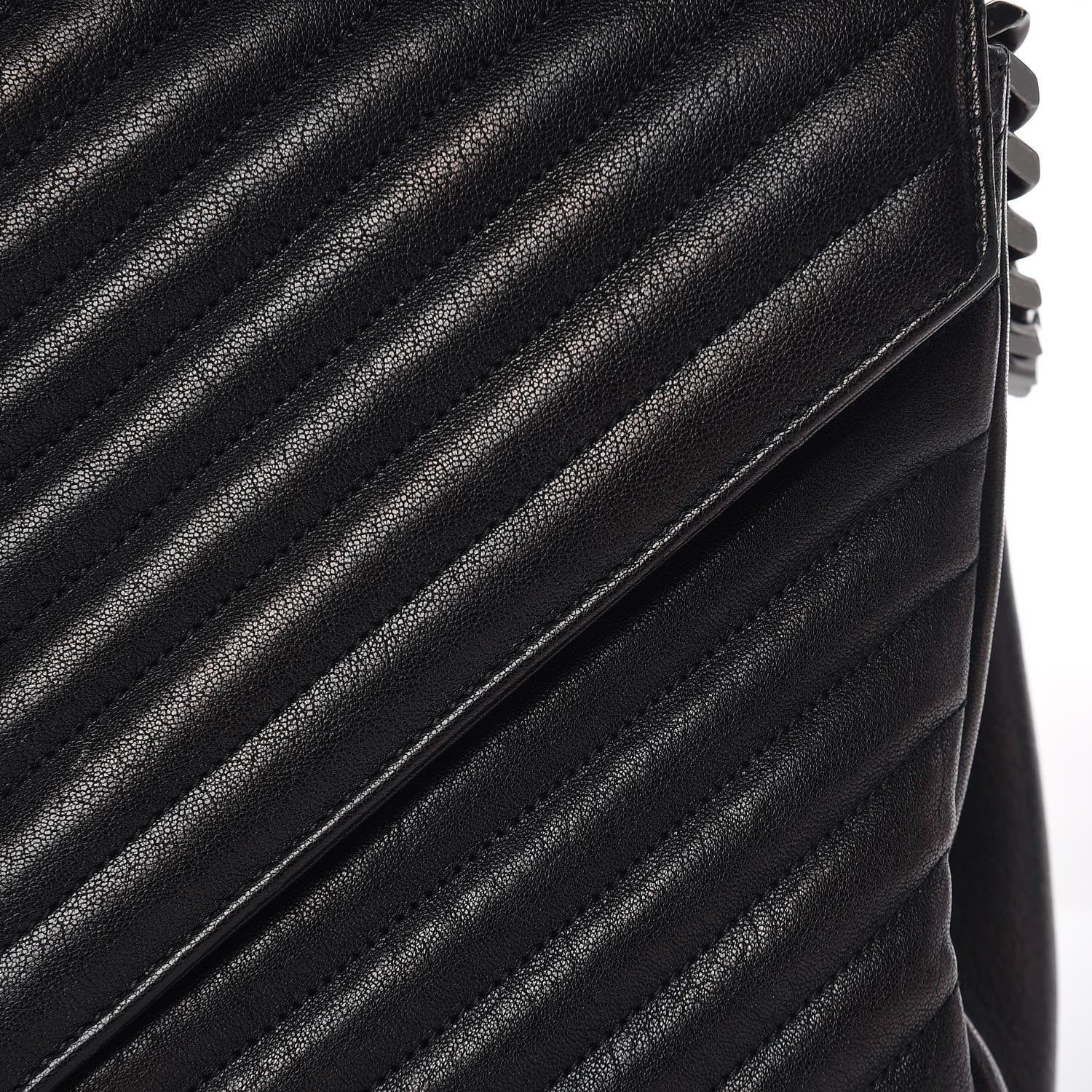 Saint Laurent Sheepskin Matelasse Chevron Monogram Large College Satchel Black 14 of 21