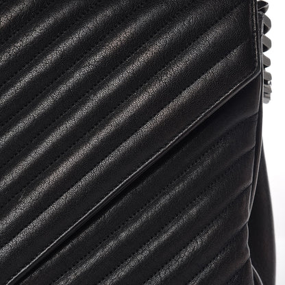 Saint Laurent Sheepskin Matelasse Chevron Monogram Large College Satchel Black 14 of 21