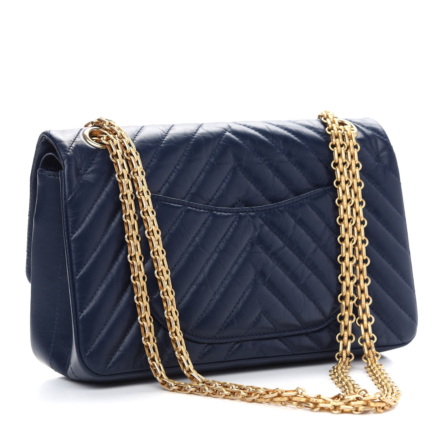 Chanel Aged Calfskin Chevron Quilted 2.55 Reissue 225 Flap Blue 3 of 11