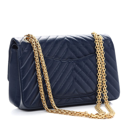 Chanel Aged Calfskin Chevron Quilted 2.55 Reissue 225 Flap Blue 3 of 11