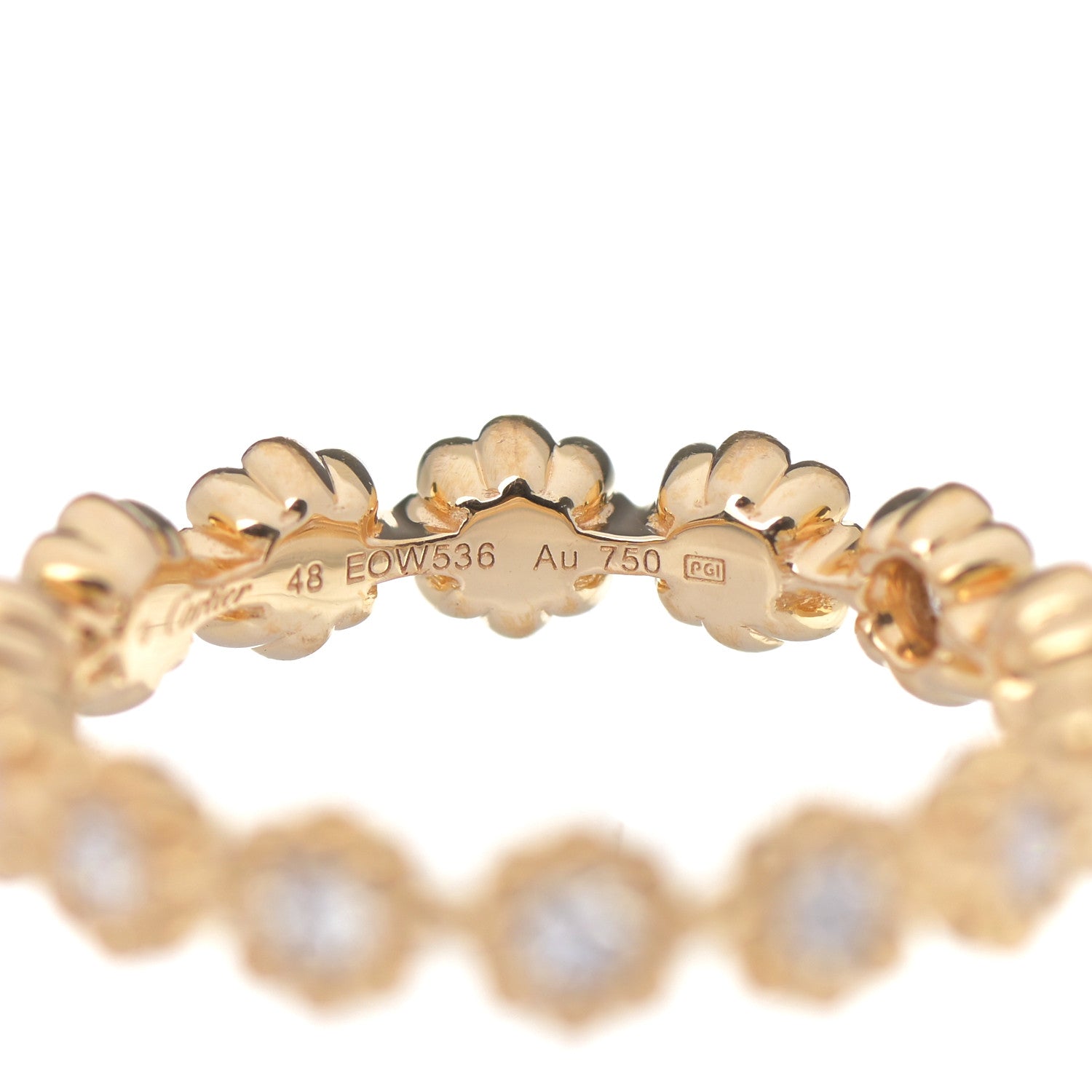 Cartier 18K Yellow Gold Diamond Cactus de Cartier Wedding Band Ring 48 4.5 5 of 5