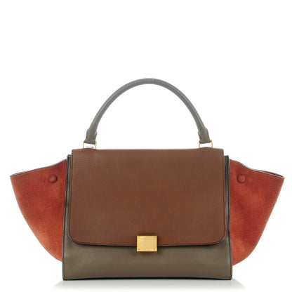 Celine Smooth Calfskin Suede Medium Tri-Color Trapeze Terracotta 1 of 8