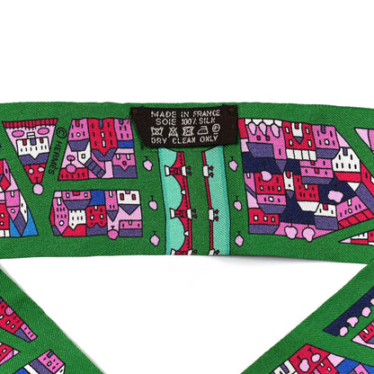Hermes Silk Rive Droite Rive Gauche Twilly Vert Rose Bleu 2 of 5