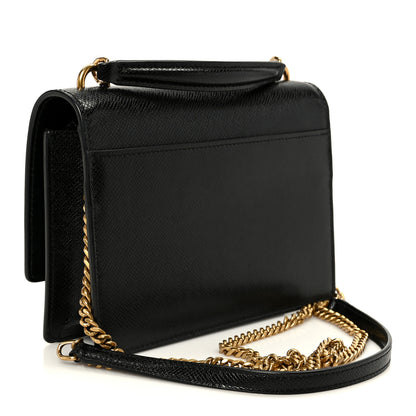 Saint Laurent Coated Bark Calfskin Sunset Chain Wallet Black 3 of 9