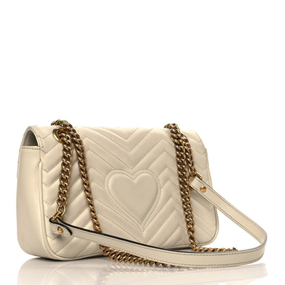 Gucci Calfskin Matelasse Small GG Marmont Shoulder Bag White 3 of 13
