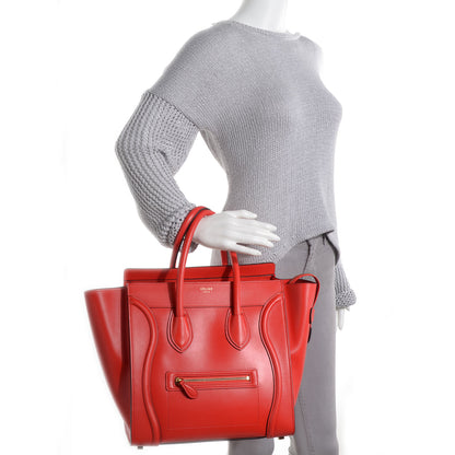 Celine Palmelato Leather Mini Luggage Bag Vermillion 2 of 9