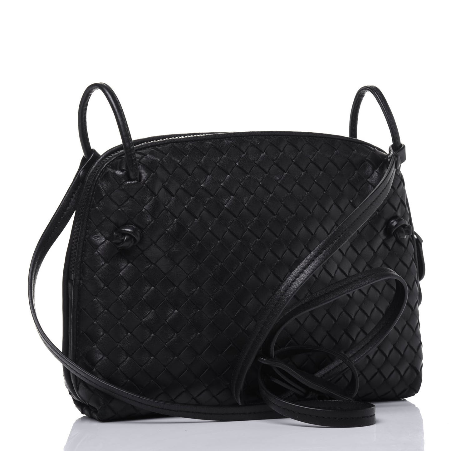 Nappa Intrecciato Pillow Crossbody Messenger Black