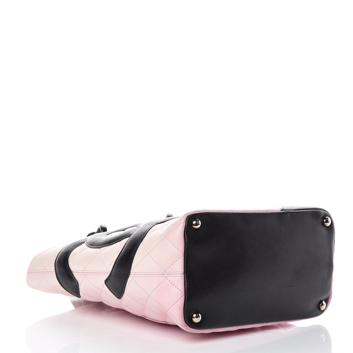 Calfskin Quilted Medium Cambon Tote Pink Black