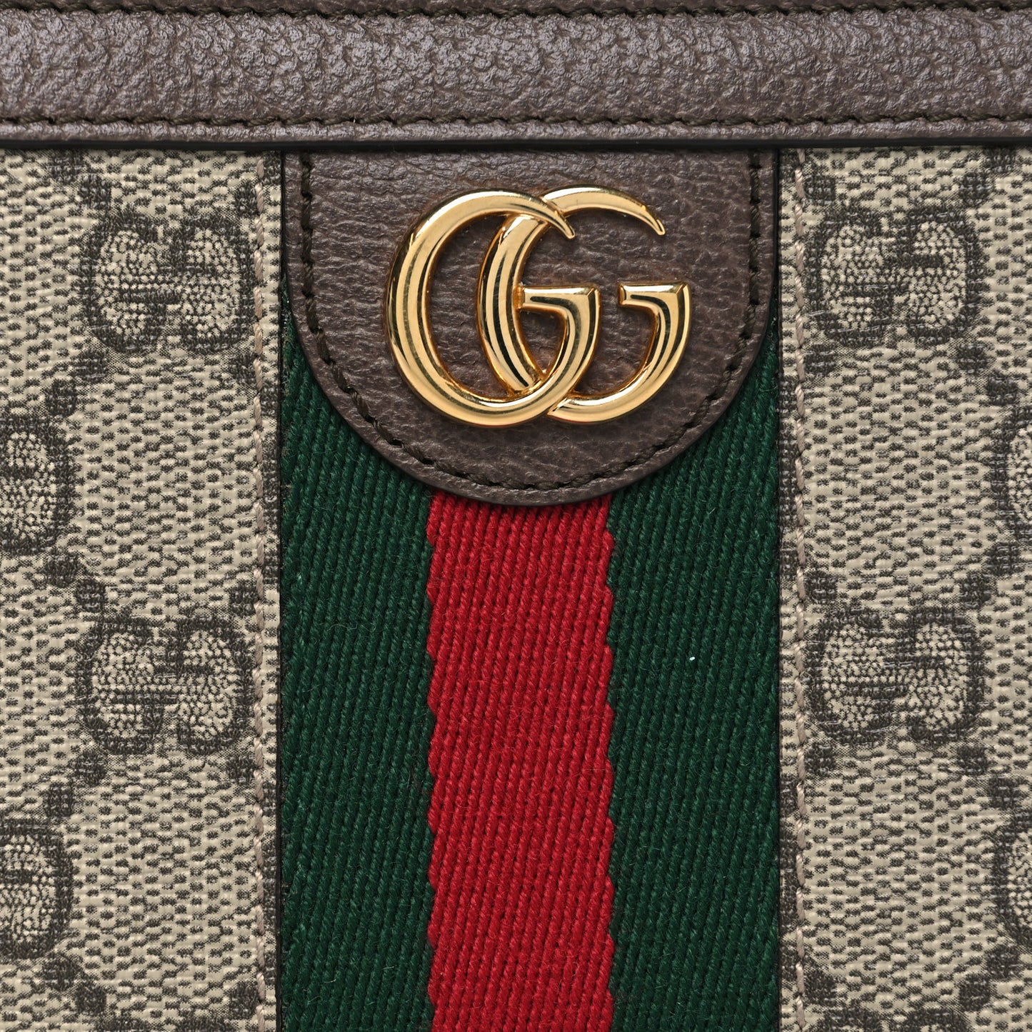 GG Supreme Monogram Web Ophidia Zip Around Wallet Brown