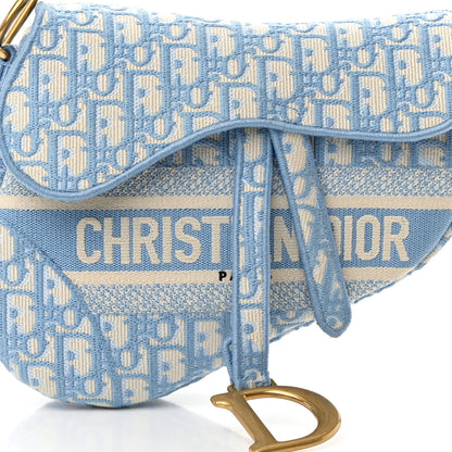 Christian Dior Oblique Embroidered Saddle Bag Cornflower Blue 7 of 10