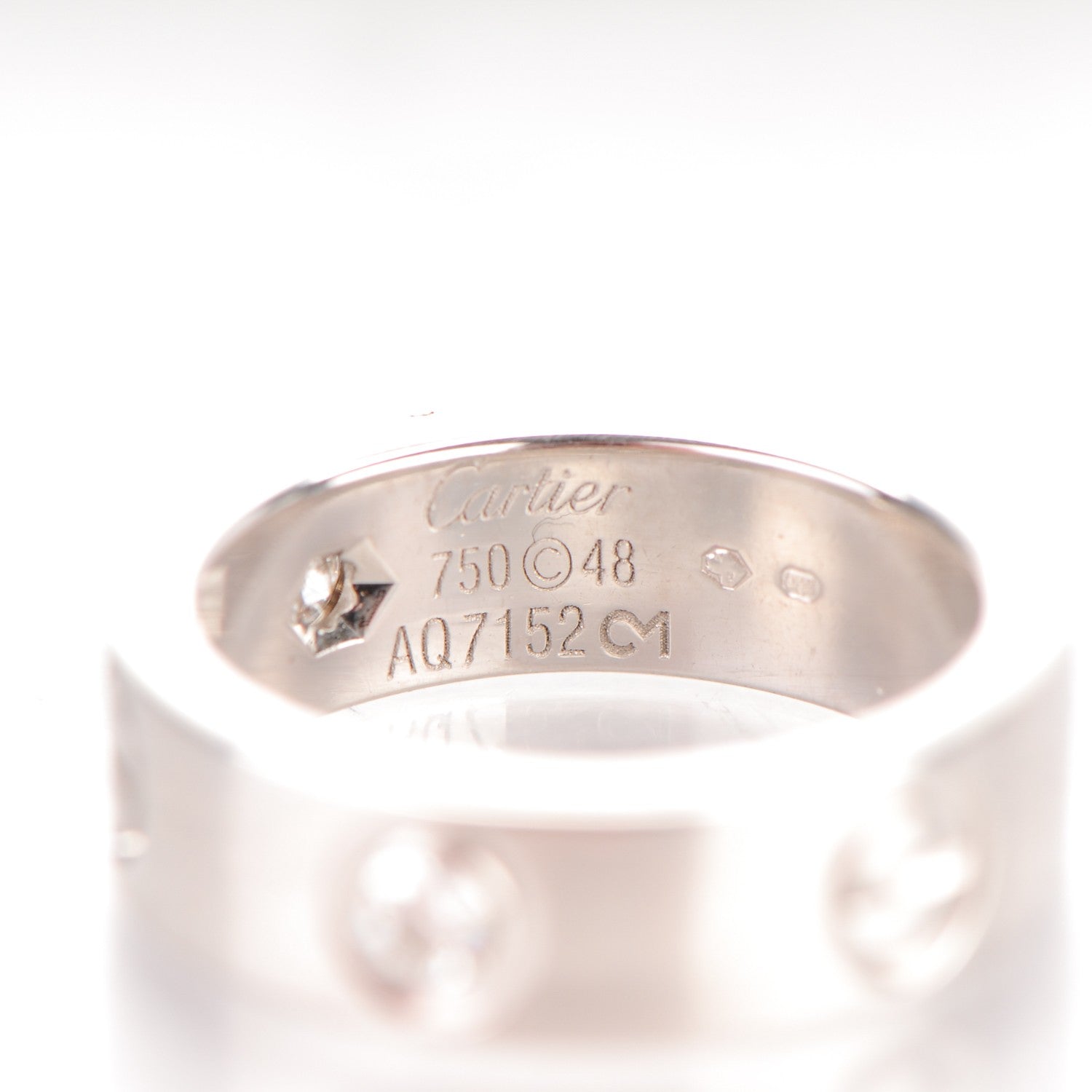 Cartier 18K White Gold 3 Diamond 5.5mm LOVE Ring 48 4.5 4 of 4