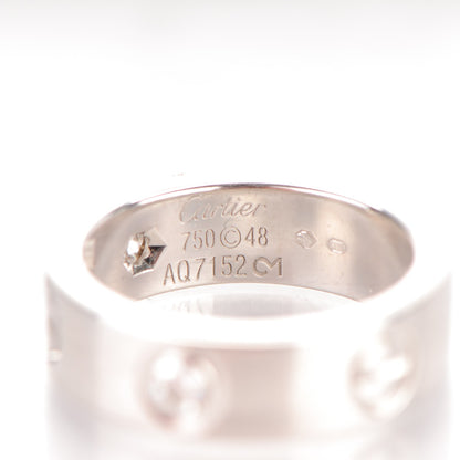 Cartier 18K White Gold 3 Diamond 5.5mm LOVE Ring 48 4.5 4 of 4