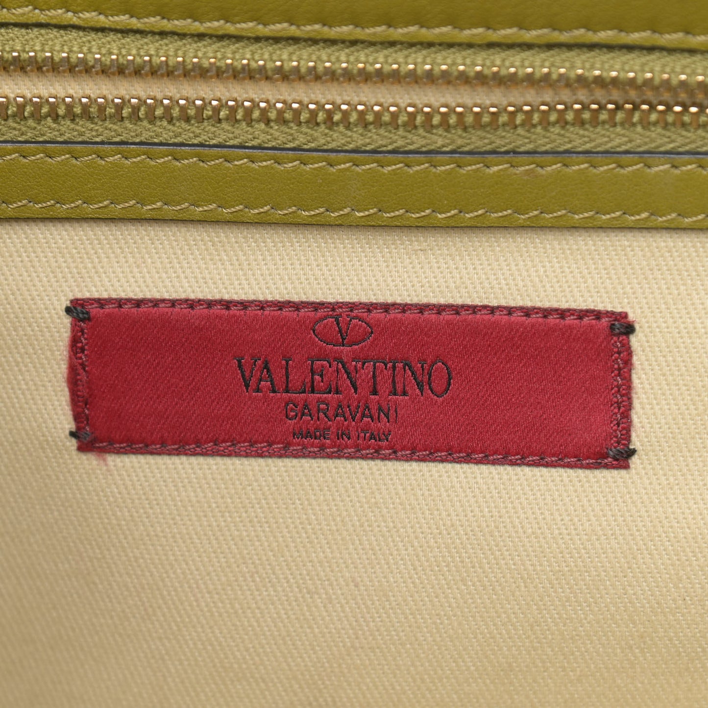 Vitello Tri-Color Medium Glam Lock Rockstud Flap Green Orange Brown