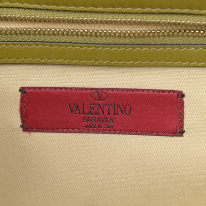 Valentino Garavani Vitello Tri-Color Medium Glam Lock Rockstud Flap Green Orange Brown 9 of 10