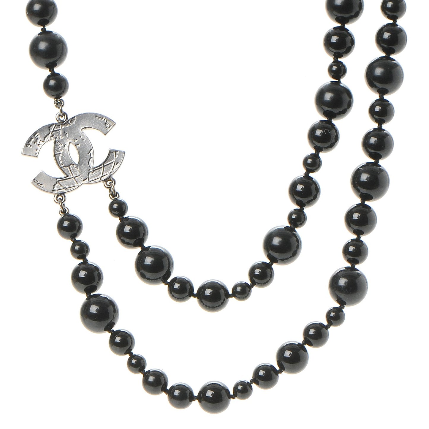 Glass Bead CC Map Short Necklace Ruthenium Black