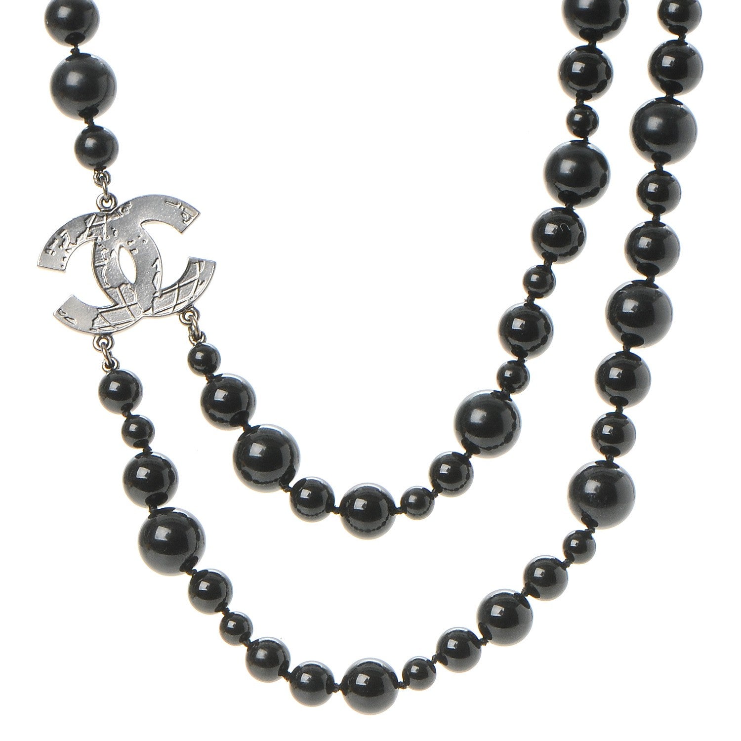 Chanel Glass Bead CC Map Short Necklace Ruthenium Black 3 of 6