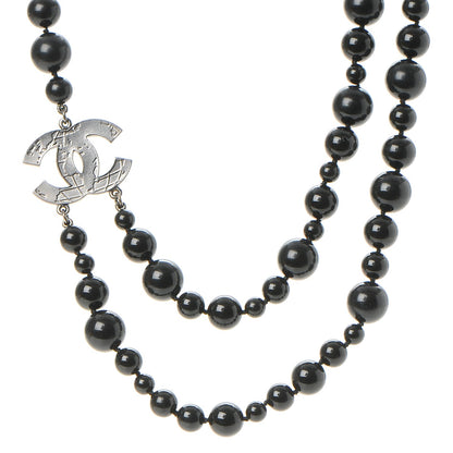 Chanel Glass Bead CC Map Short Necklace Ruthenium Black 3 of 6