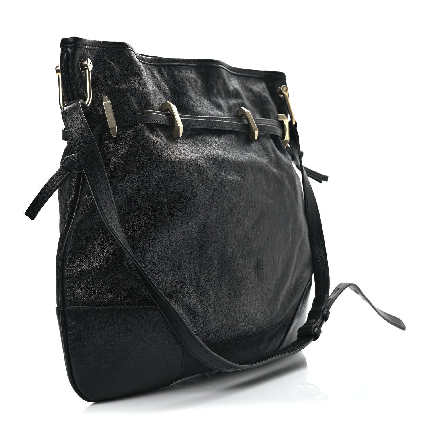 Gucci Sakai Calfskin Horsebit 1955 Cinch Top Messenger Bag Black 3 of 9