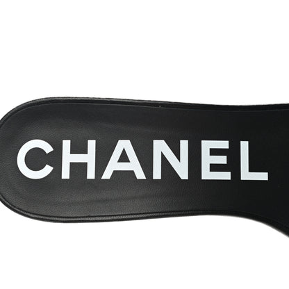 Chanel Lambskin Quilted Textured CC Mules 39 Black 7 of 9