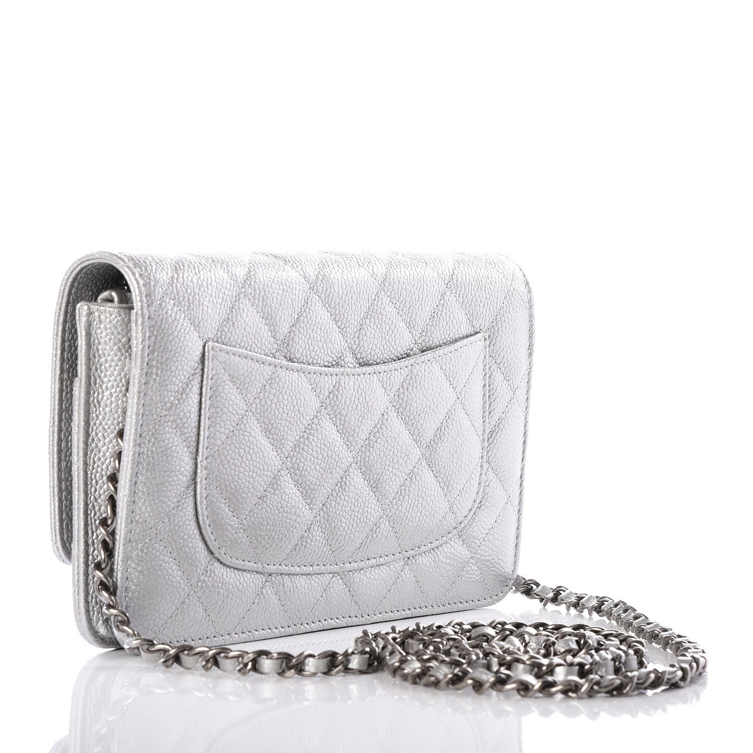 Chanel Metallic Caviar Quilted Wallet on Chain WOC 2 of 9