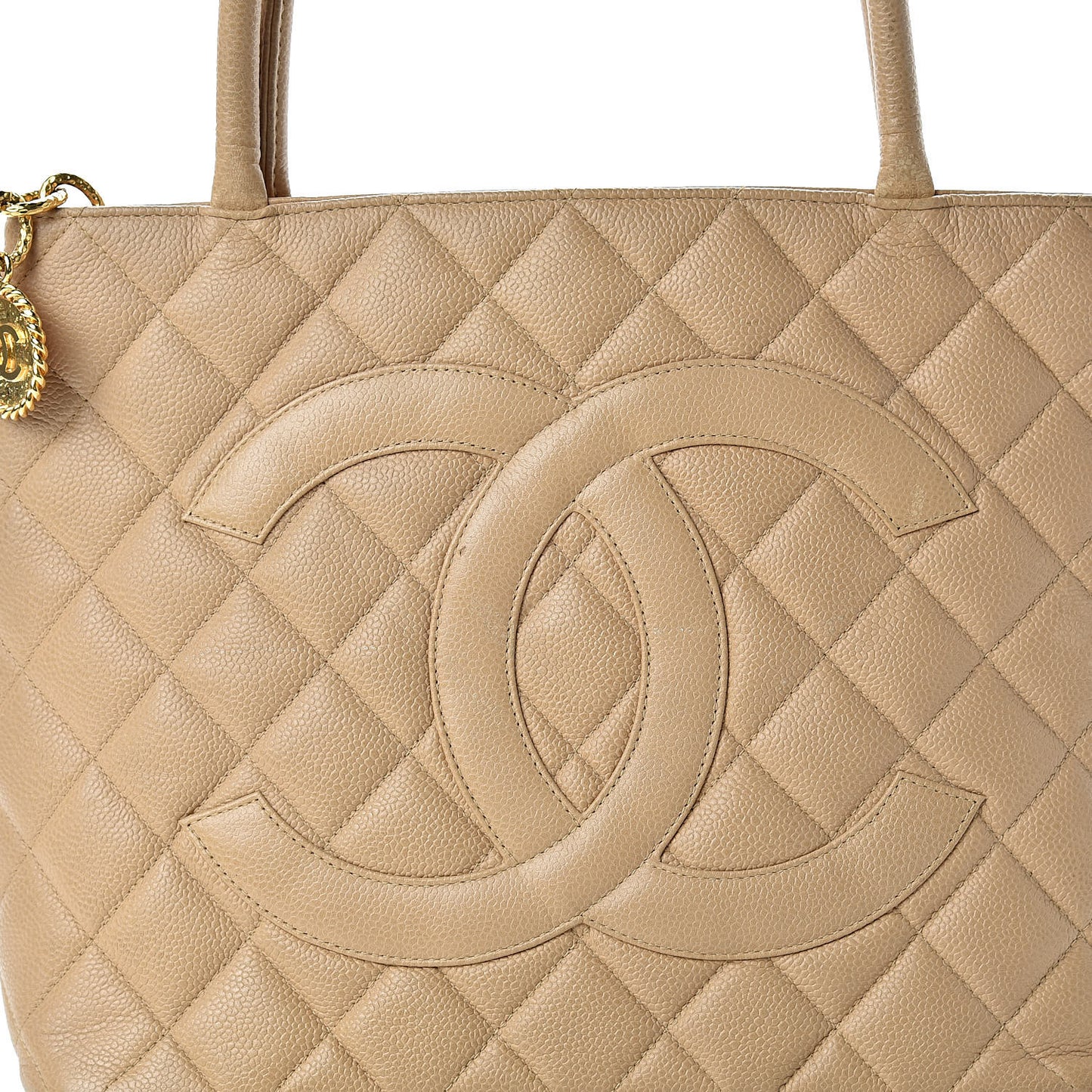 Caviar Quilted Medallion Tote Beige