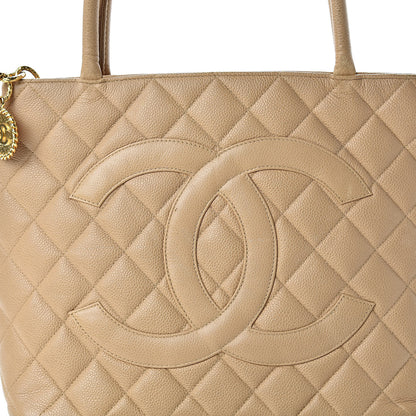 Chanel Caviar Quilted Medallion Tote Beige 9 of 18