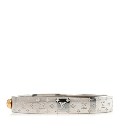 Louis Vuitton Brass Palladium Plated Nanogram Cuff S Silver 3 of 6