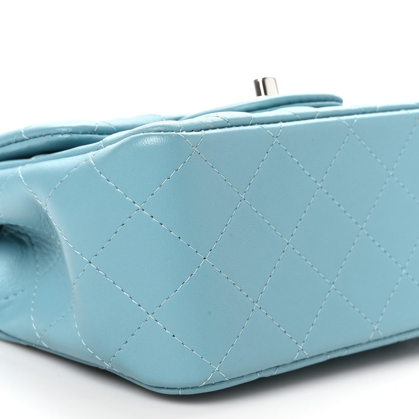 Lambskin Quilted Mini Square Flap Light Blue