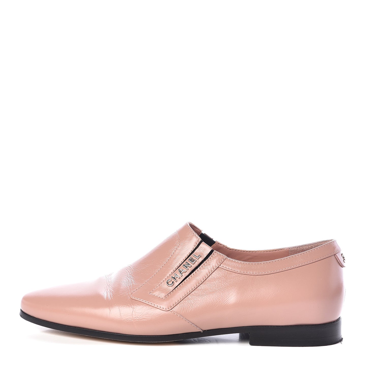 Glazed Calfskin Logo Slip On Loafers 38 Light Pink
