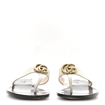 Gucci Calfskin GG Marmont Thong Sandals 38 Mystic White 3 of 7