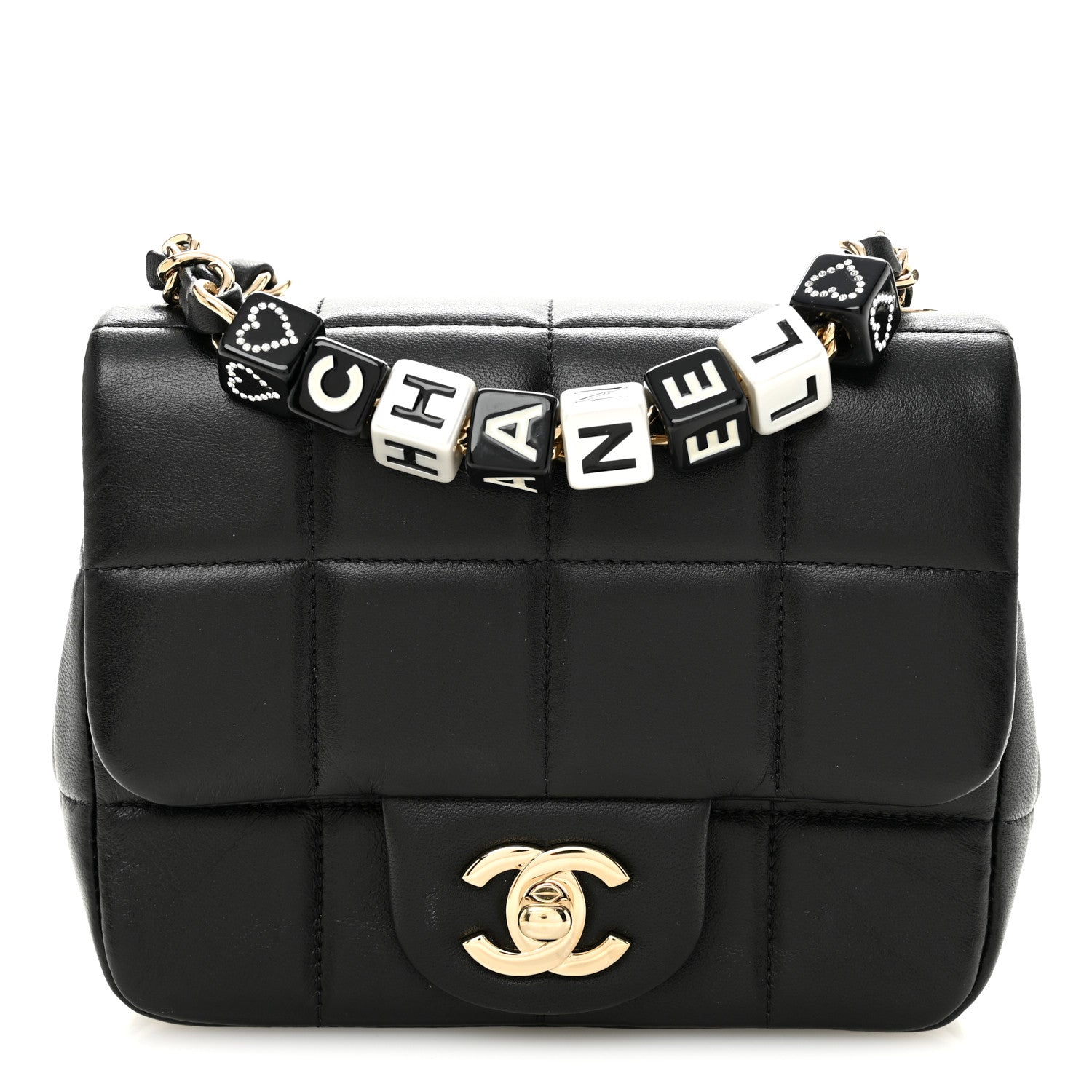 Chanel Lambskin Resin Crystal Square Quilted Mini Monacoco Flap Black 1 of 11
