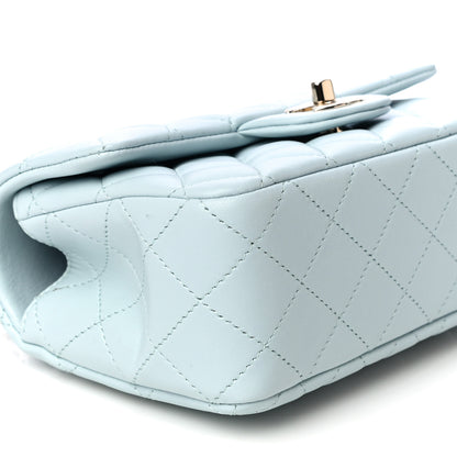 Chanel Lambskin Quilted Mini Top Handle Rectangular Flap Light Blue 9 of 11