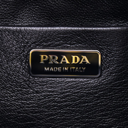 Prada Calfskin Double Match Bananas Chain Clutch Lemon Black 6 of 8