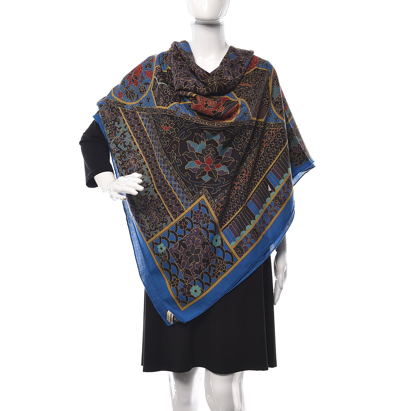 Cashmere Silk Collections Imperiales Shawl 140 Bleu Lie De Vin Mordore