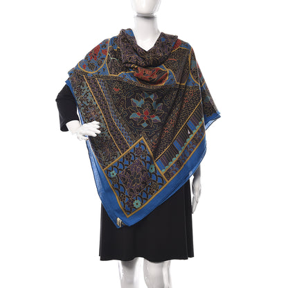 Hermes Cashmere Silk Collections Imperiales Shawl 140 Bleu Lie De Vin Mordore 2 of 4