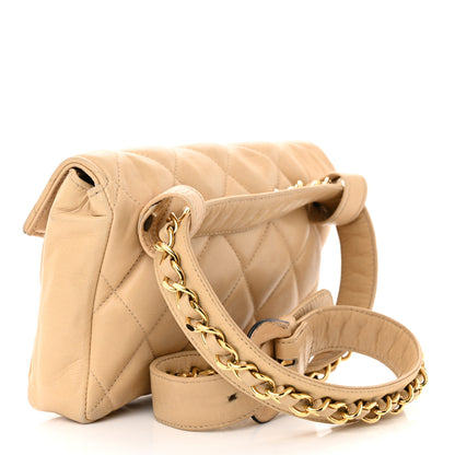 Chanel Lambskin Quilted Flap Waist Belt Bag 70 28 Beige 3 of 19