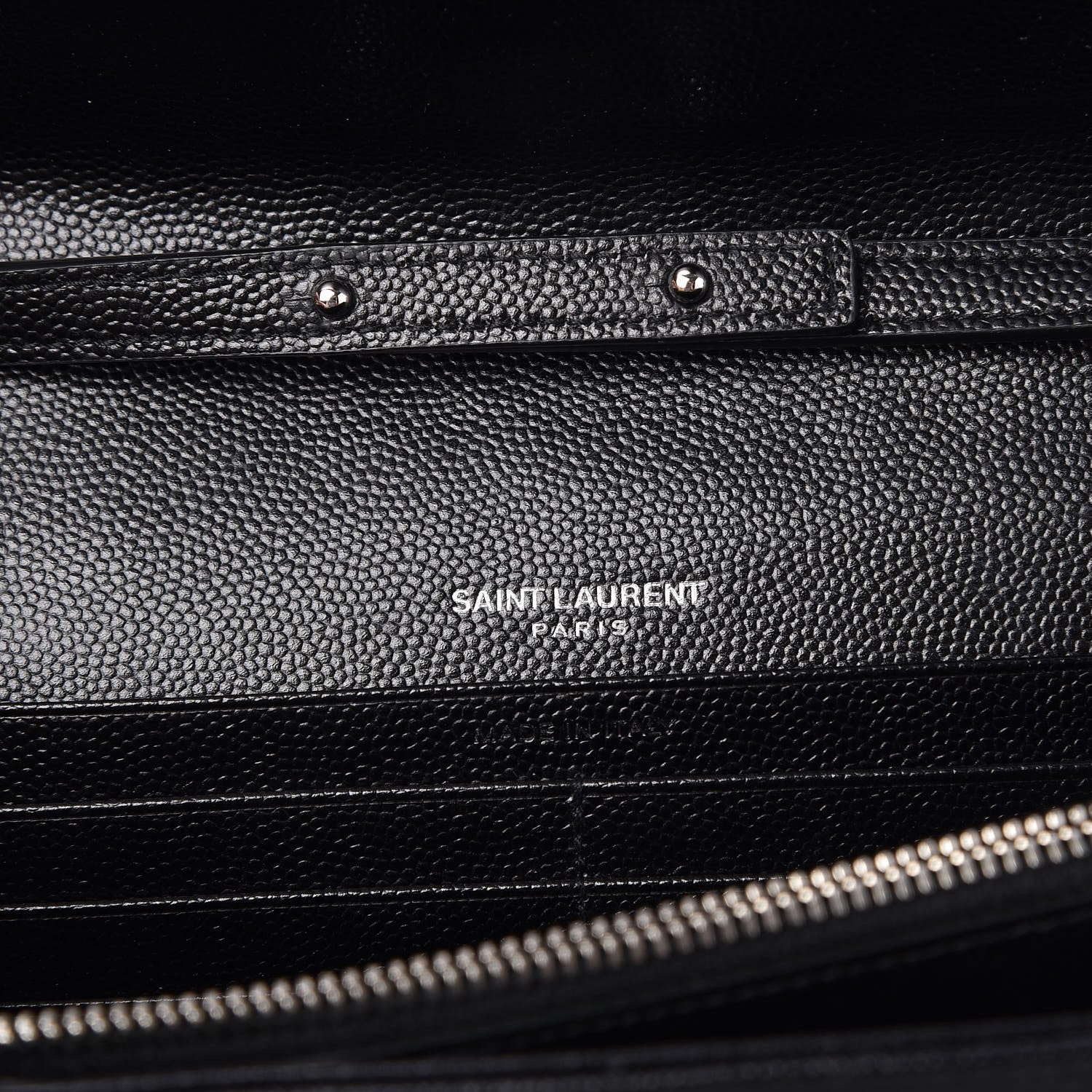 Saint Laurent Grain De Poudre Matelasse Chevron Monogram Chain Wallet Black 6 of 10