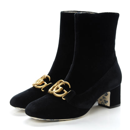 Gucci Softy Velvet Malaga Kid GG Victoire 55mm Ankle Boots 38 Black 3 of 8