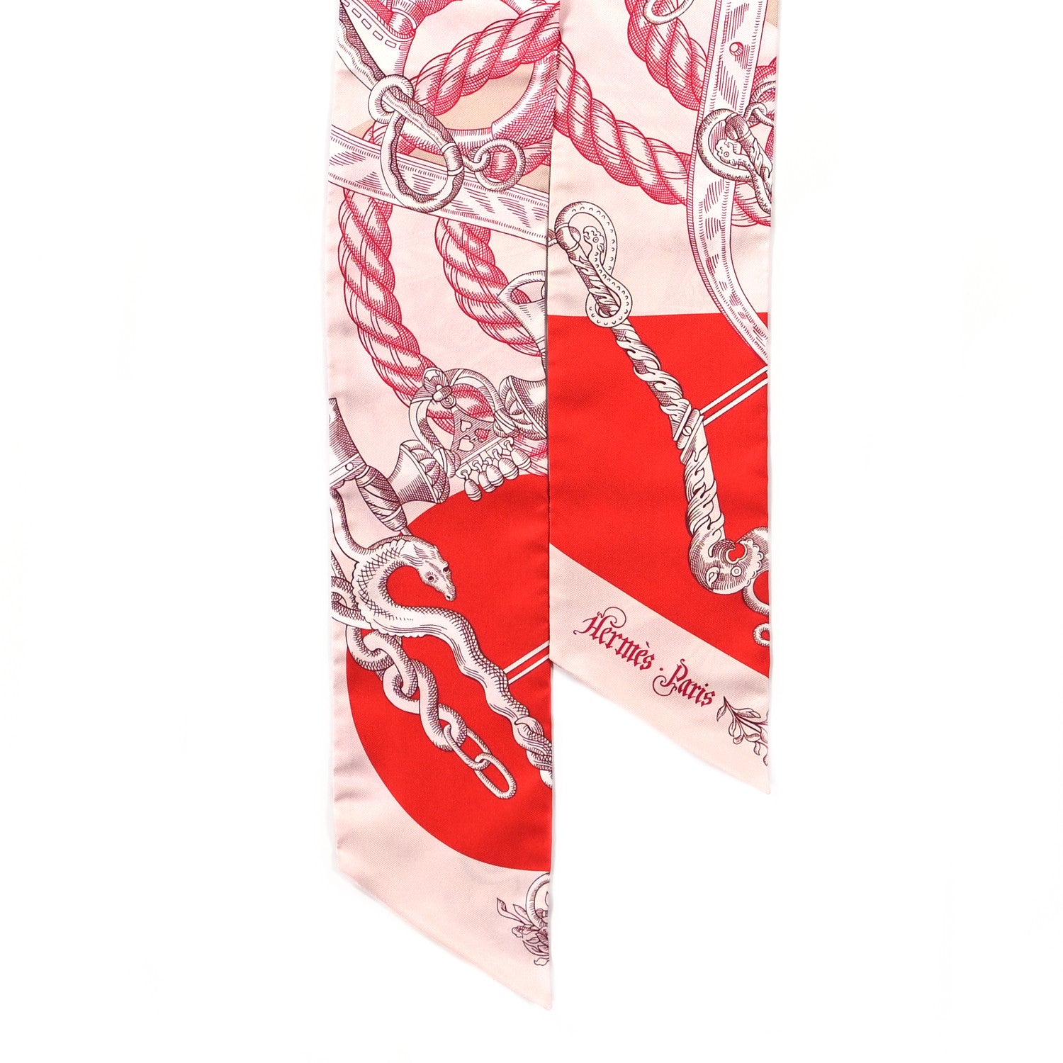 Hermes Silk Della Cavalleria Maxi Twilly Rose Pale Rouge 2 of 3