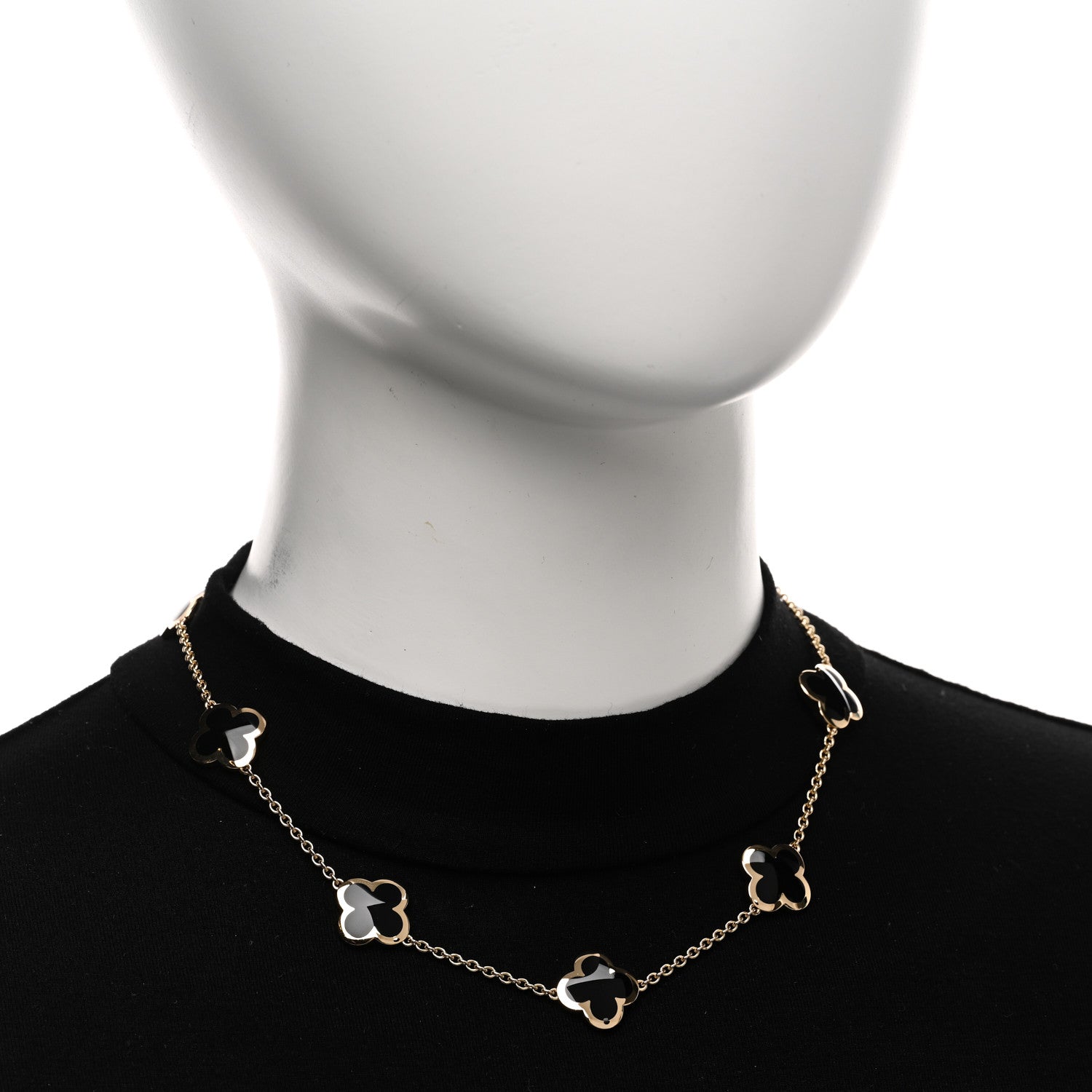 Van Cleef & Arpels 18K Yellow Gold Black Onyx Pure 9 Motifs Alhambra Necklace 2 of 6