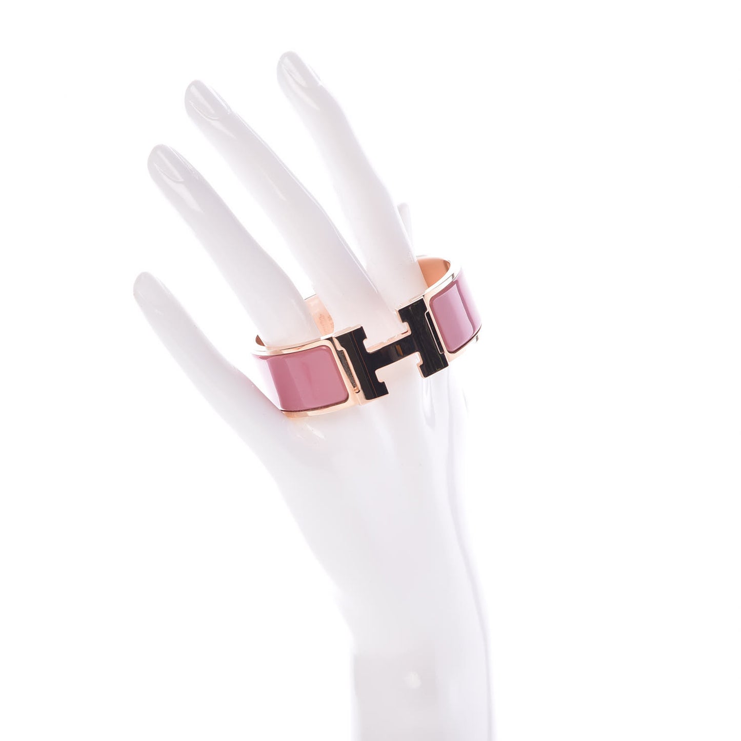 Enamel Wide Clic Clac H Bracelet PM Rose Velours
